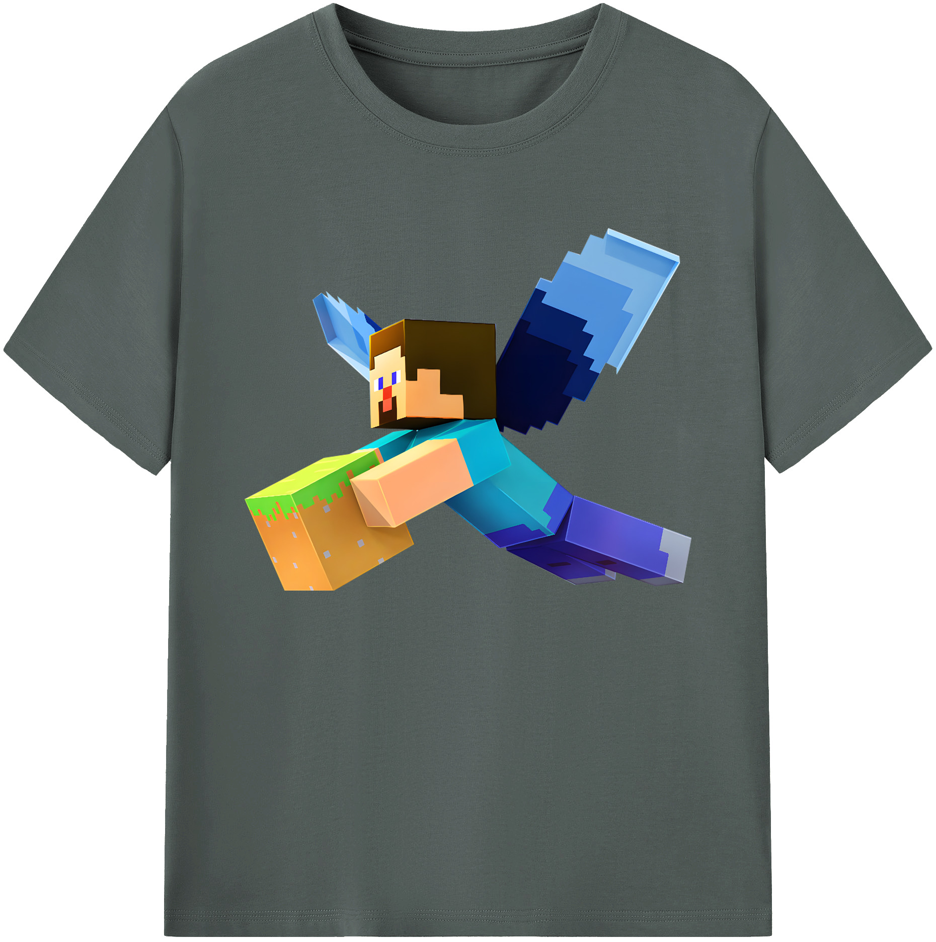 （画像用） マインクラフト ブロックの世界 Minecraft MC Block world 綿100％ メンズ半袖Tシャツ｜肌触りやわらか＆通気性